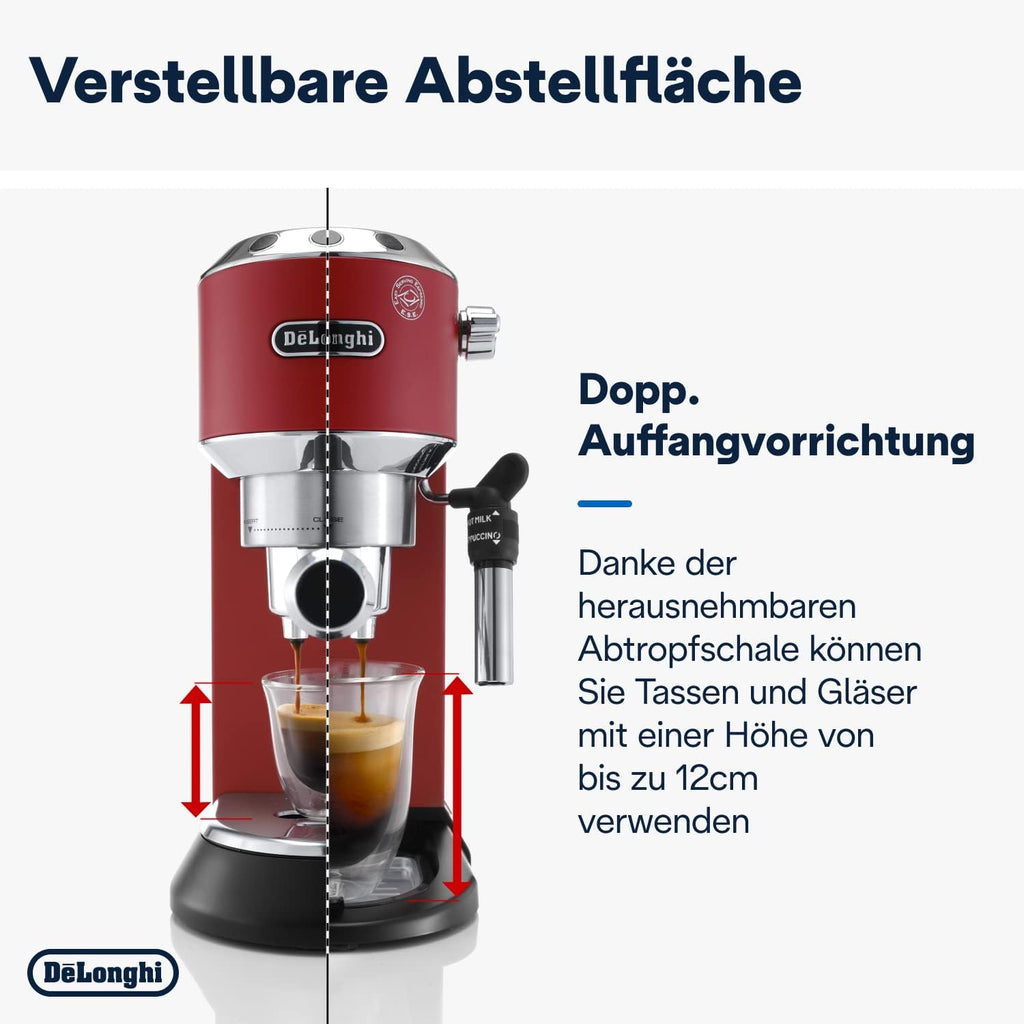 De'Longhi Dedica Style EC 685.M – Espresso Siebtrgermaschine, Espressomaschine mit professionellem Milchaufschumer, nur 15 cm breit, für Kaffeepulver oder ESE Pads, 1 l Wassertank, silber