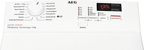 AEG Waschmaschine Toplader, Serie 6000 ProSense: Mengenautomatik, 6 kg, EEKL A, SoftOpening Trommeldeckelöffnung, Wasserschutzalarm, Wasserstoppschlauch, Inverter Motor, 1400 U/min, LTR6A41460