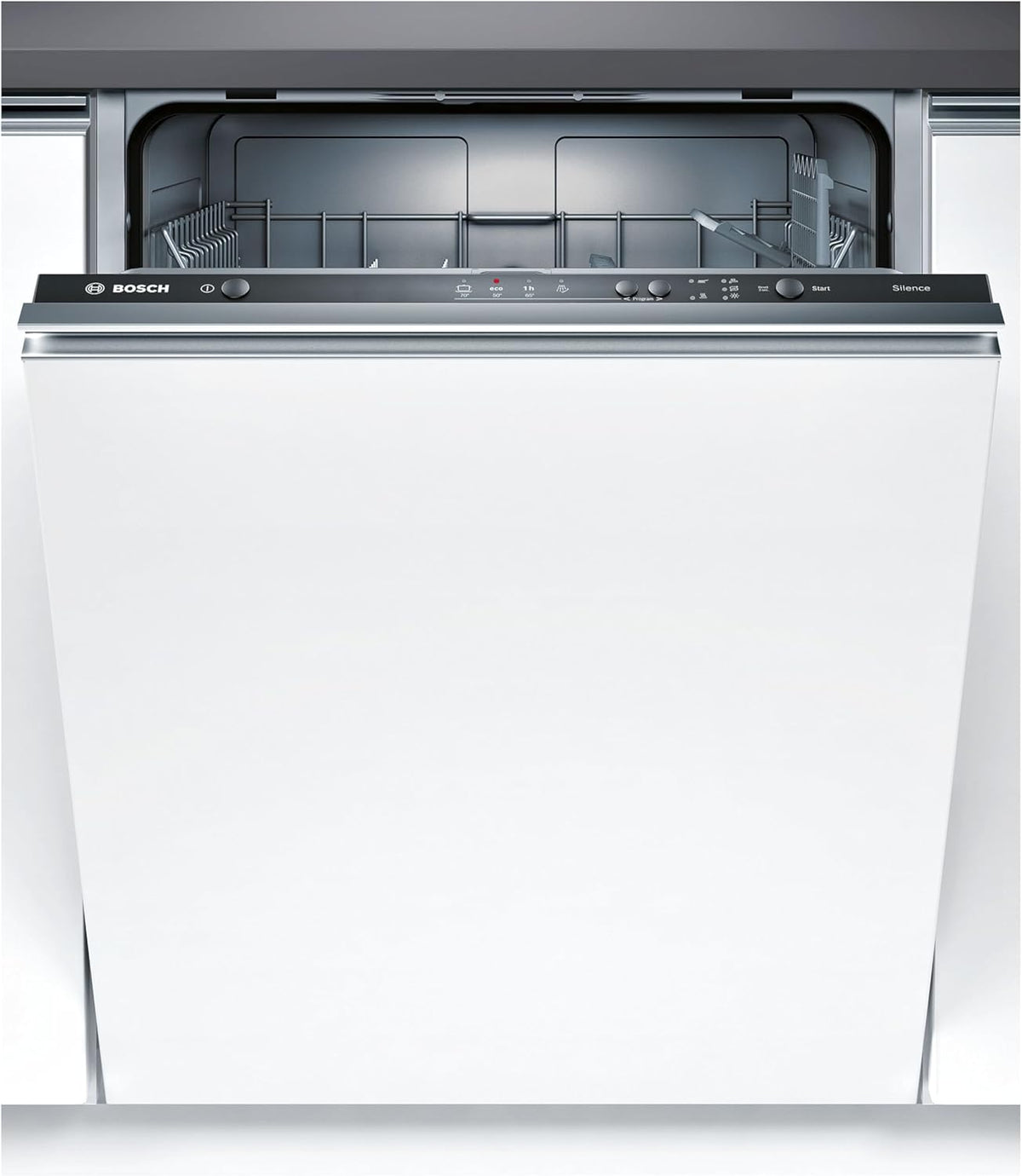 Bosch SMU4ETS08E, Serie 4, Smarter Unterbau-Geschirrspüler 60 cm, Besteckkorb, Spülmaschine mit Programmassistent, besonders Leise, höhenverstellbarer Oberkorb, Automatische Türöffnung, Edelstahl