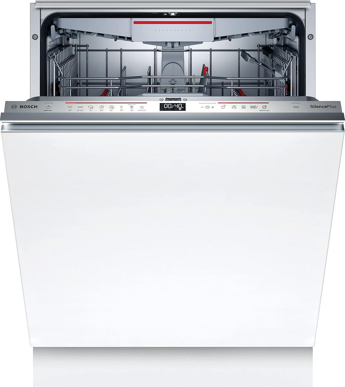 Bosch SMU4ETS08E, Serie 4, Smarter Unterbau-Geschirrspüler 60 cm, Besteckkorb, Spülmaschine mit Programmassistent, besonders Leise, höhenverstellbarer Oberkorb, Automatische Türöffnung, Edelstahl