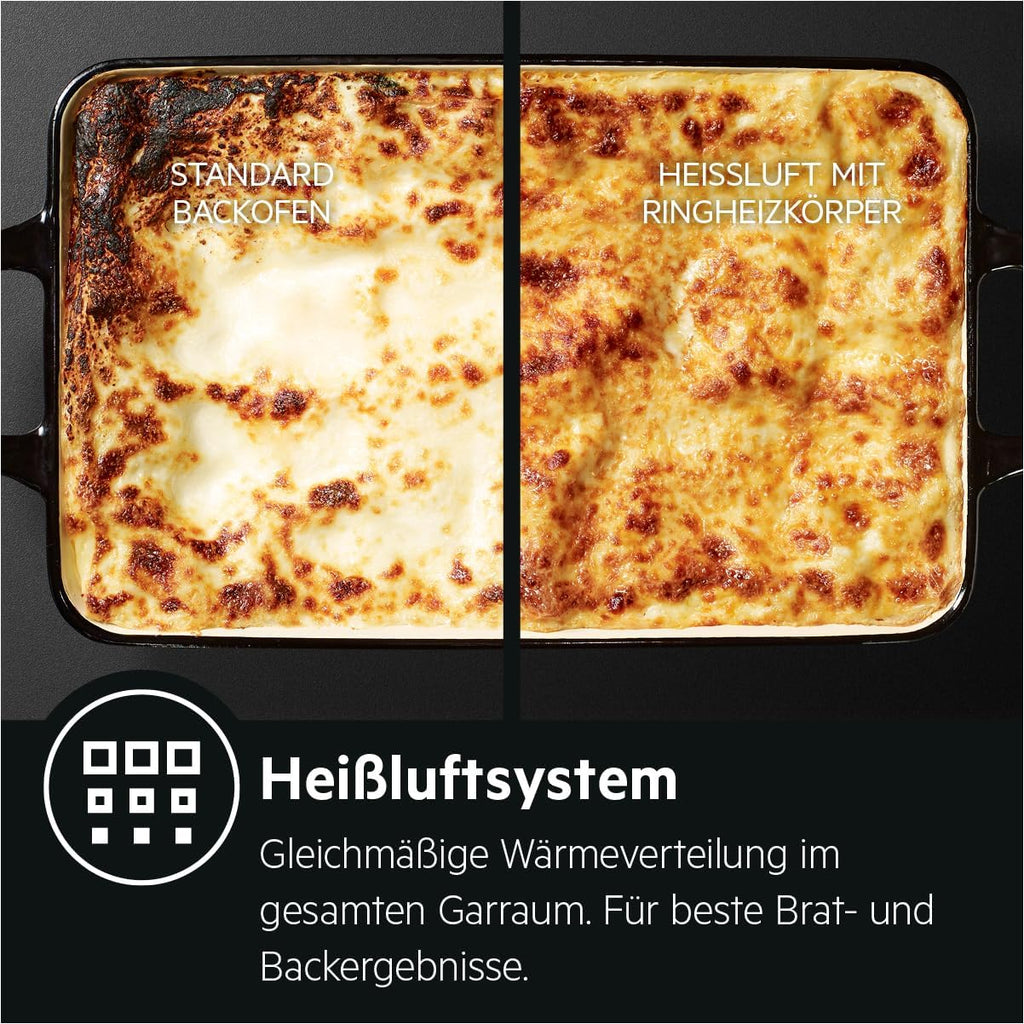 AEG Standherd mit Glaskeramik-Kochfeld 60 cm/Bräterzone/Mehrkreiskochzone/Versenkknebel/Touch-Bedienung/Grillfunktion/Display mit Uhr/A / CCB644OCBM