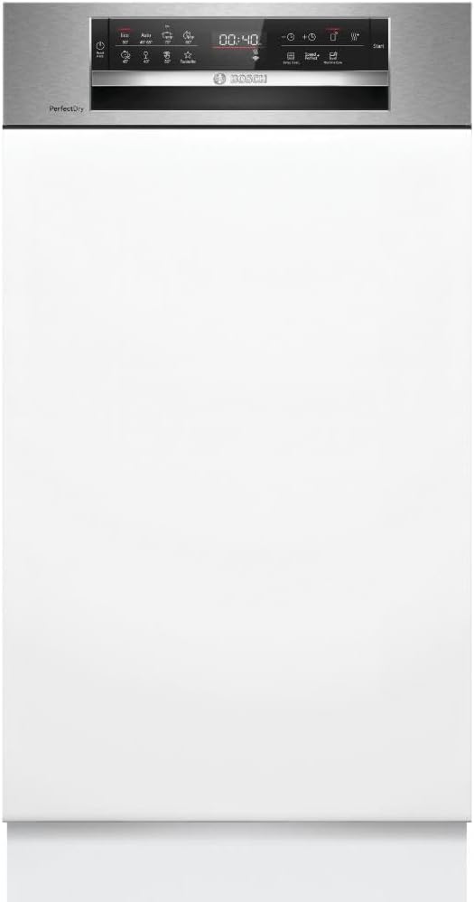 Bosch SPV2IKX10E Serie 2 Smarter Geschirrspüler vollintegriert, 45 cm breit, Besteckkorb, Extra Trocknen auf Knopfdruck, InfoLight roter Lichtpunkt am Boden, AquaStop Schutz gegen Wasserschäden, Weiß