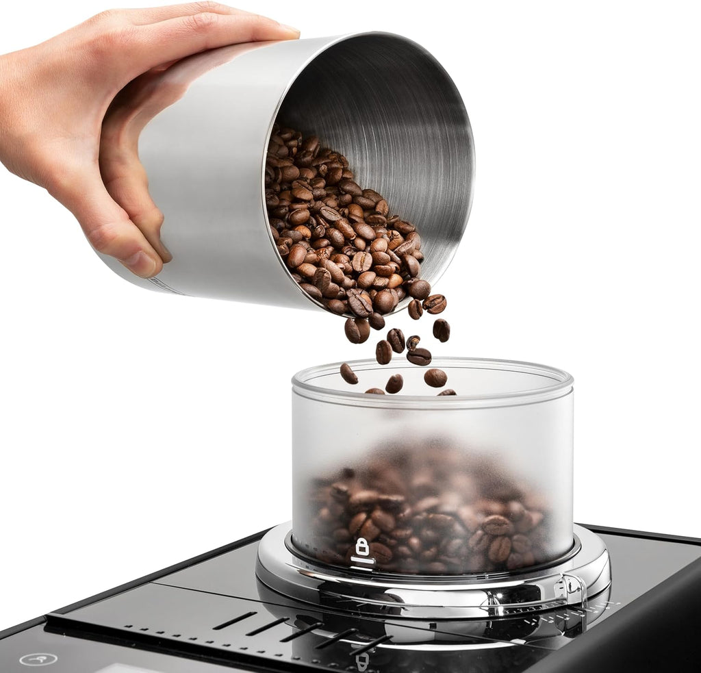 De'Longhi Rivelia EXAM440.55.W Kaffeevollautomat mit LatteCrema Milchsystem, Wechselbarer Bohnenbehälter, 16 Kaffee- & Milchgetränke auf Knopfdruck, Extra-Shot-Funktion, 3,5 Touch-Display, Weiß