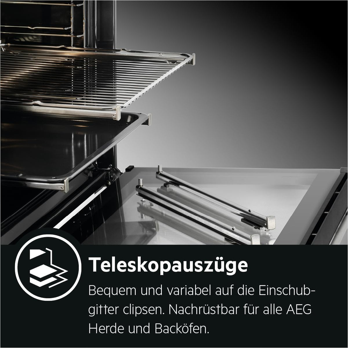 AEG Standherd mit Glaskeramik-Kochfeld 60 cm/Bräterzone/Mehrkreiskochzone/Versenkknebel/Touch-Bedienung/Grillfunktion/Display mit Uhr/A / CCB644OCBM
