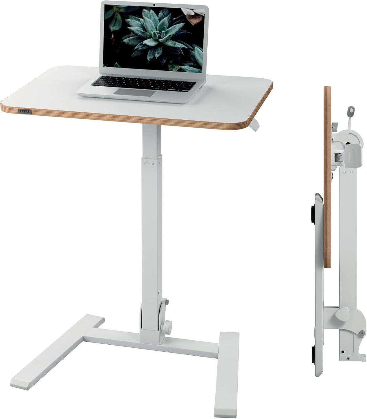 Leitz Ergo Klappbarer und höhenverstellbarer Schreibtisch, Kompaktes Stehpult mit Tragegriff, Ergonomischer Arbeitsplatz für das Home Office, Belastbar bis 20 kg, 65 x 48 cm, Weiß, 65880001