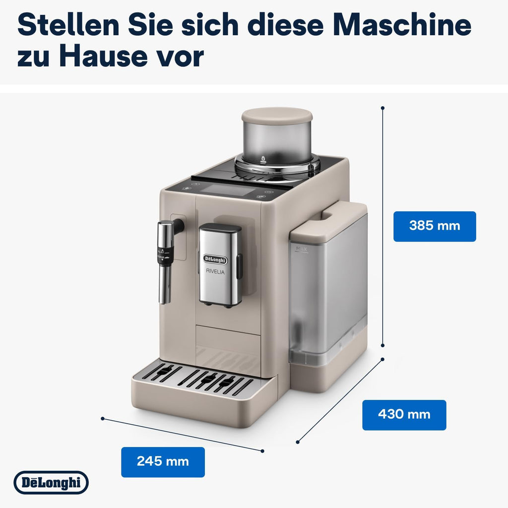De'Longhi Rivelia EXAM440.55.W Kaffeevollautomat mit LatteCrema Milchsystem, Wechselbarer Bohnenbehälter, 16 Kaffee- & Milchgetränke auf Knopfdruck, Extra-Shot-Funktion, 3,5 Touch-Display, Weiß